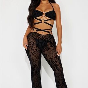 Black Strappy Mesh Jumpsuit